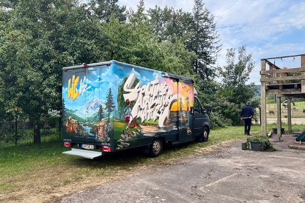 graffiti auf dhl autos